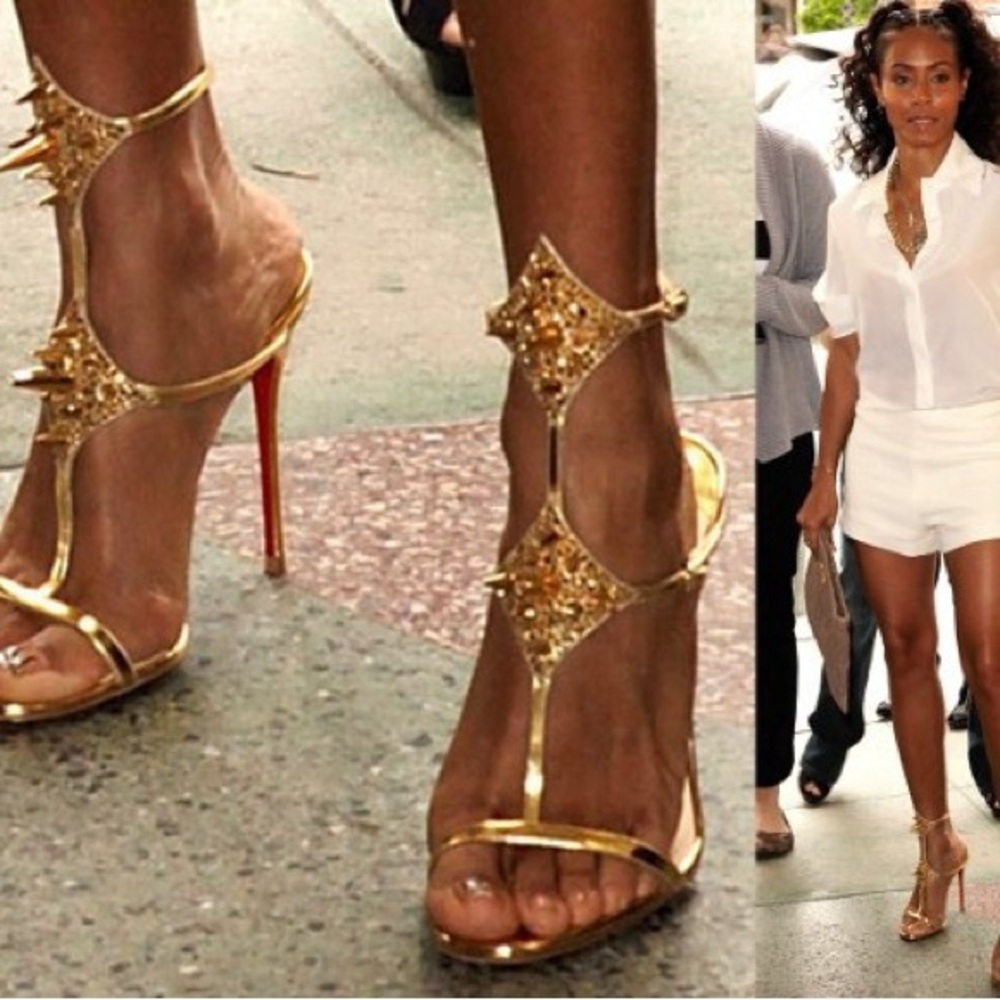 Christian Louboutin Lady Max Gold Heels 8.5